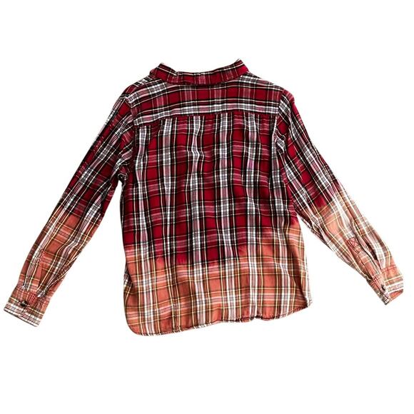 Bleach Dyed Plaid Shirt, Schmidt for Women Large Shirt, OOAK Bleached Shirt - Picture 4 of 4